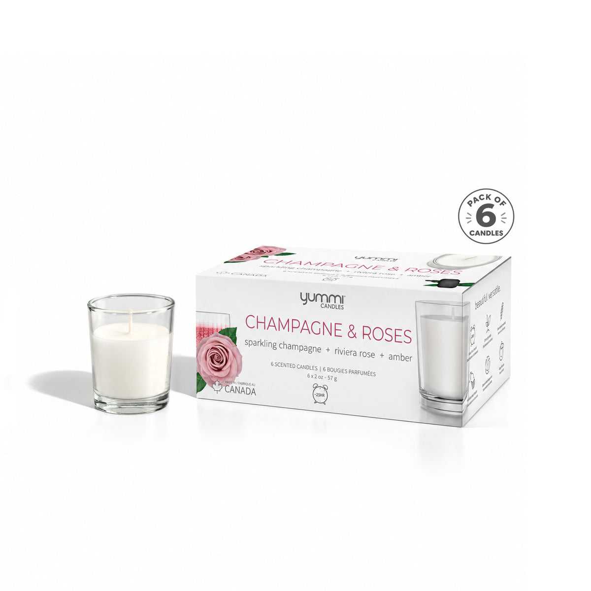 2oz Champagne Roses Scented Jar Candles