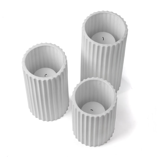 Set of 36, Slim Pillar Candles and Selene Ceramic Cylinders