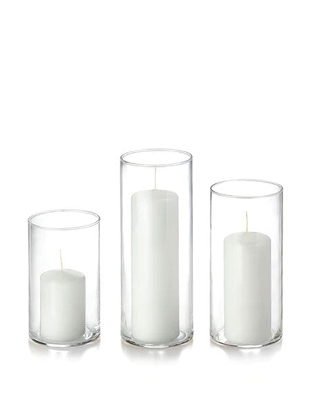 Cylinder Vases Slim Pillar Set of 12 - White