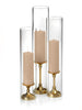 Yummi Candles - 12 Slim Pillar Candles, 12 Glass Chimneys and 12 Gold Timeless Pillar Holders