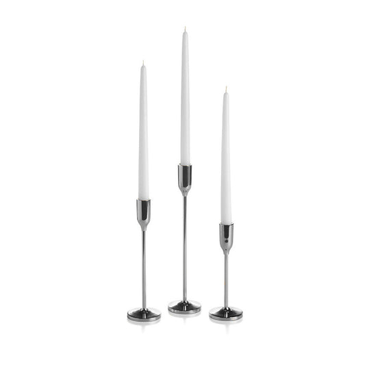 36 Taper Candles and 36 Silver Virtu Candlesticks