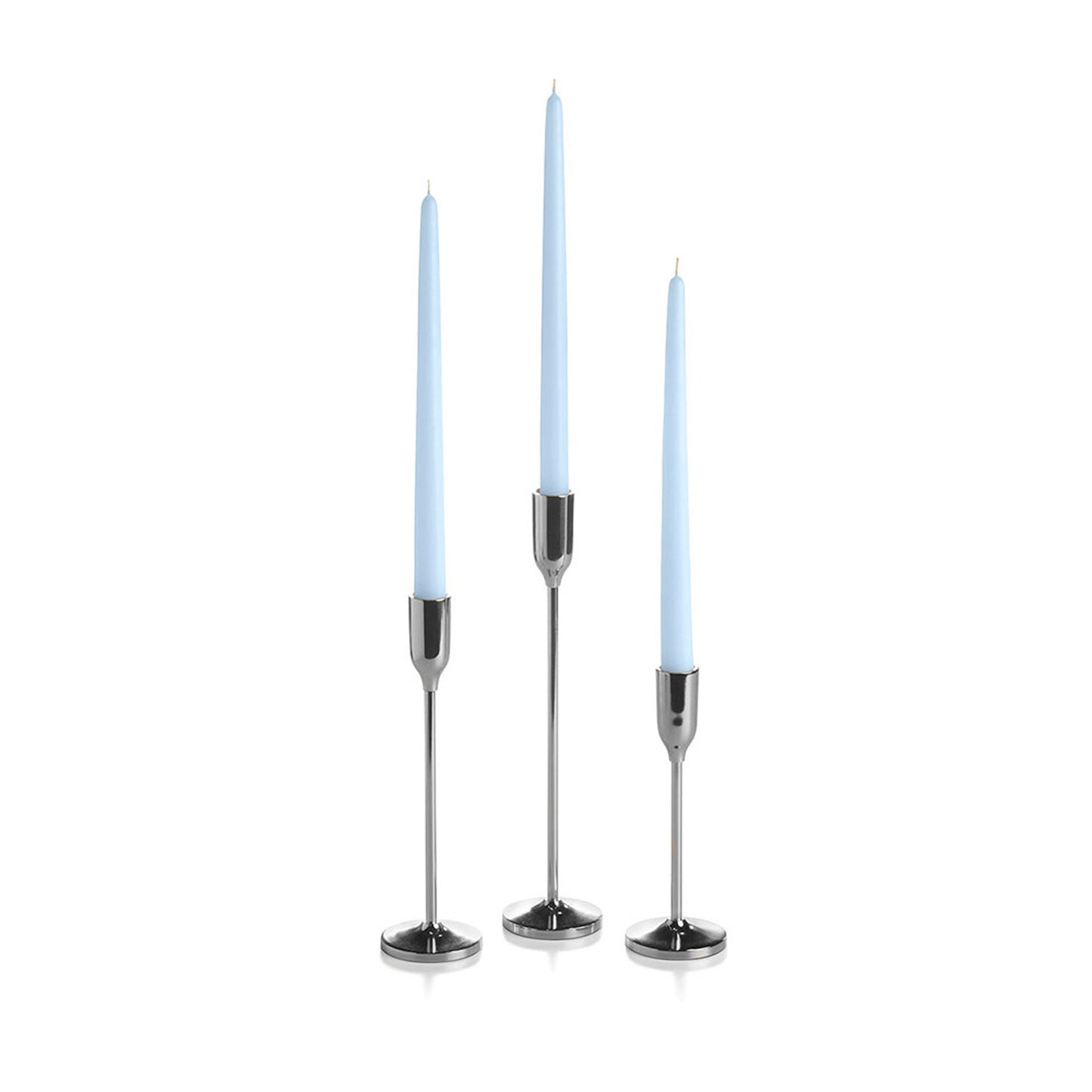 36 Taper Candles and 36 Silver Virtu Candlesticks
