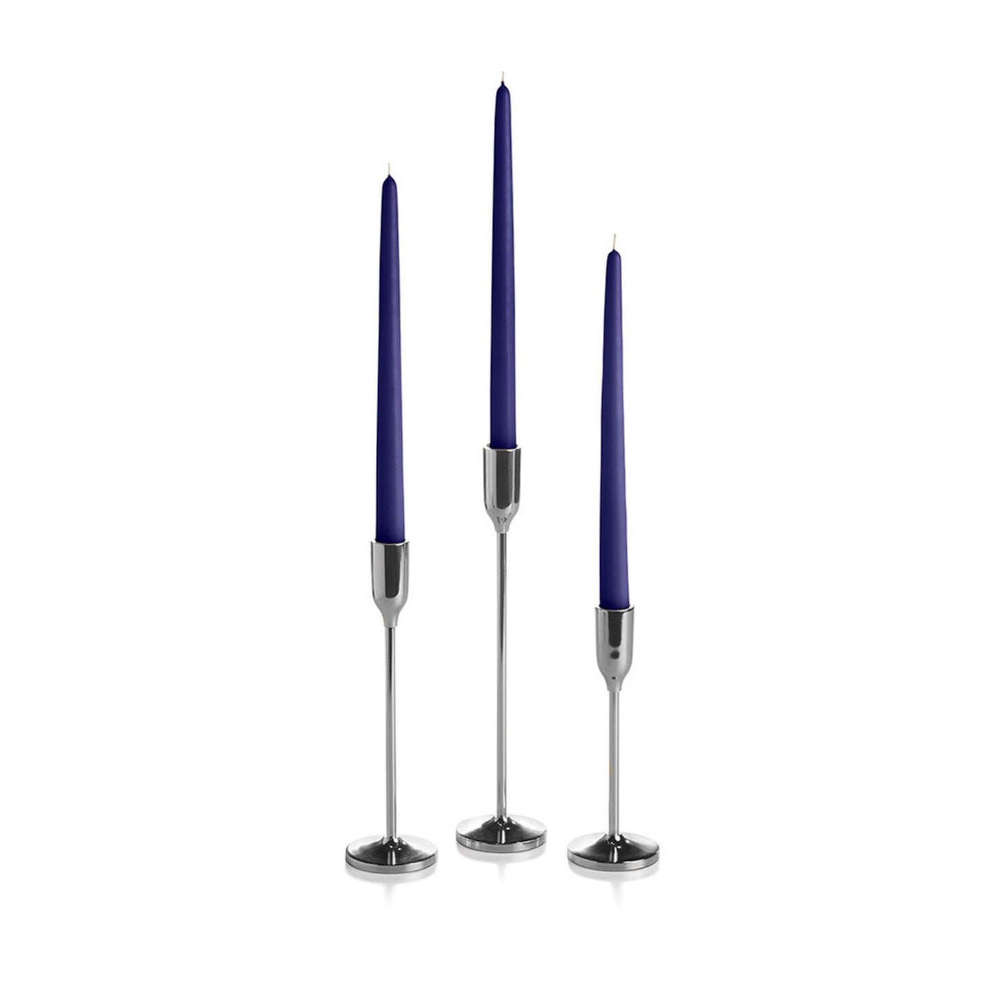 36 Taper Candles and 36 Silver Virtu Candlesticks