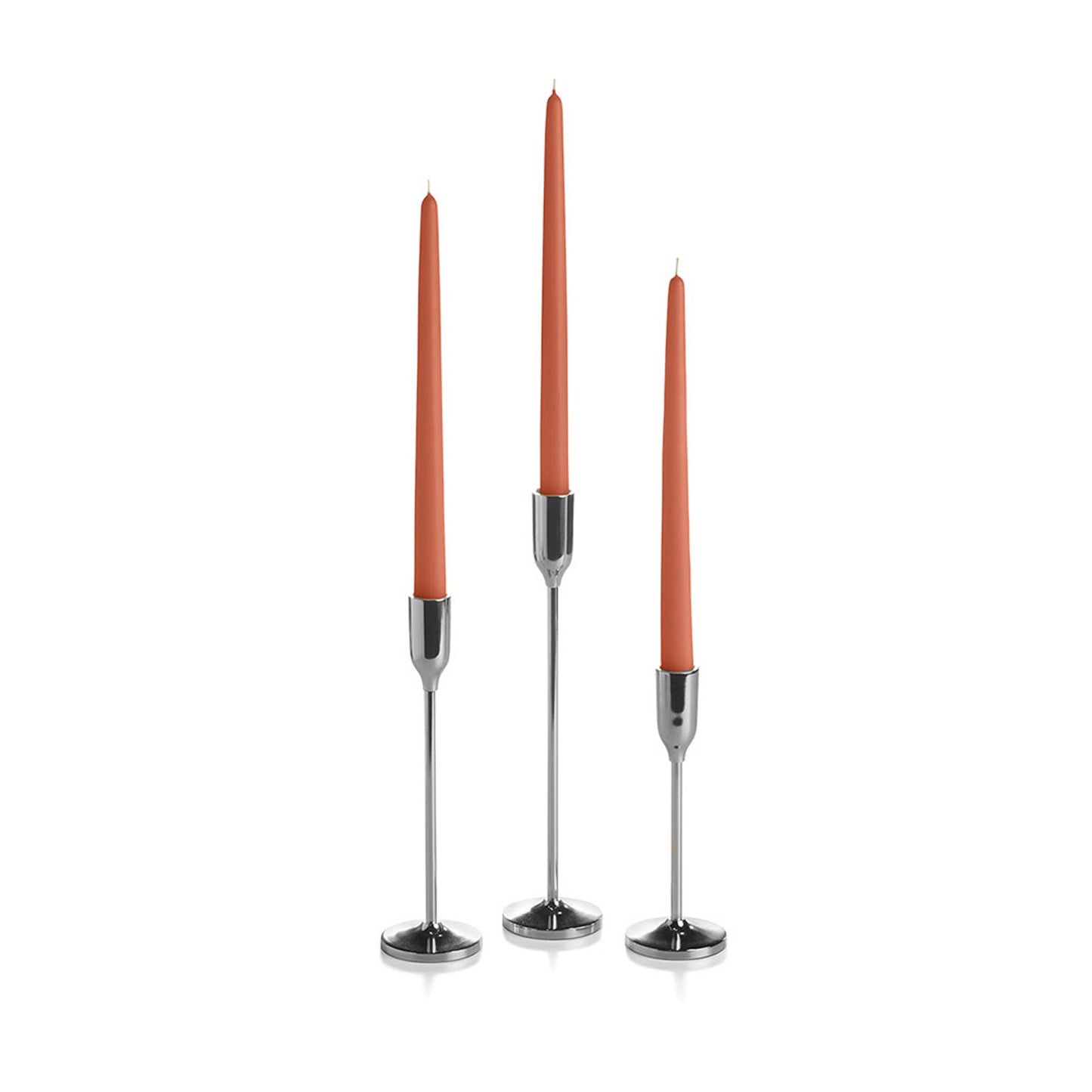 36 Taper Candles and 36 Silver Virtu Candlesticks