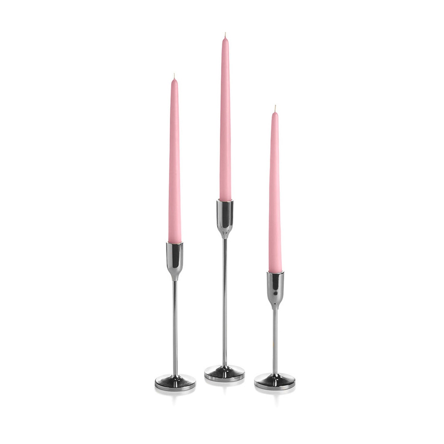 36 Taper Candles and 36 Silver Virtu Candlesticks