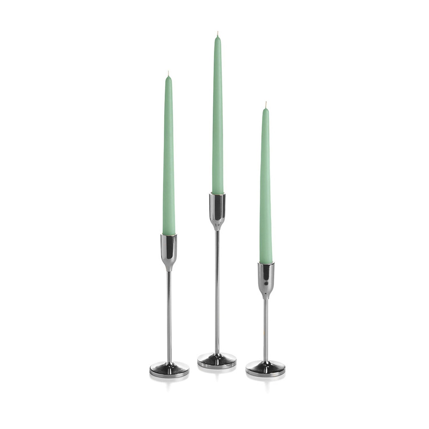 36 Taper Candles and 36 Silver Virtu Candlesticks