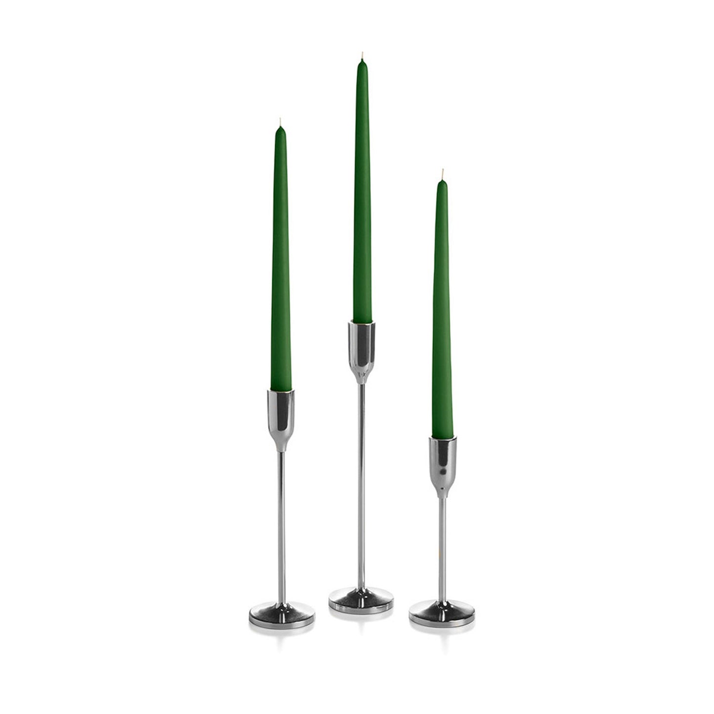 36 Taper Candles and 36 Silver Virtu Candlesticks