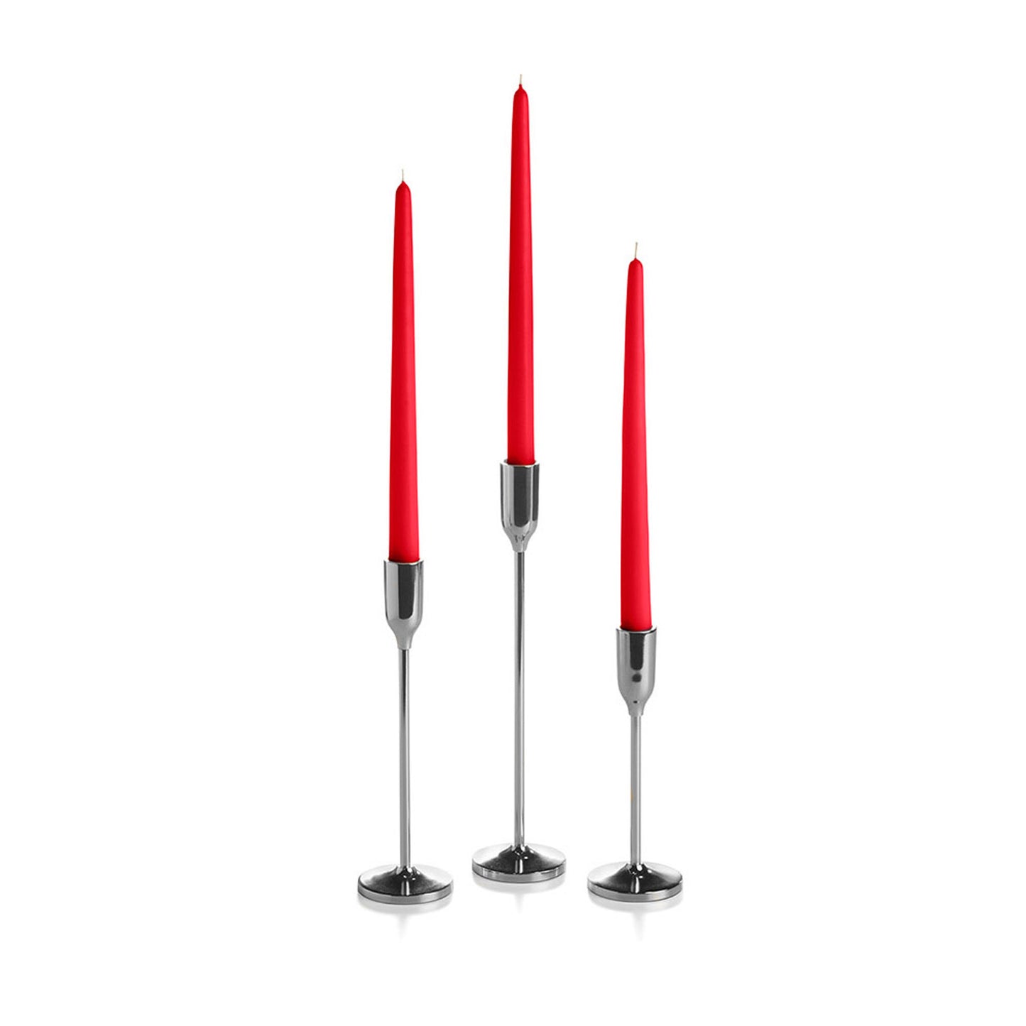 36 Taper Candles and 36 Silver Virtu Candlesticks