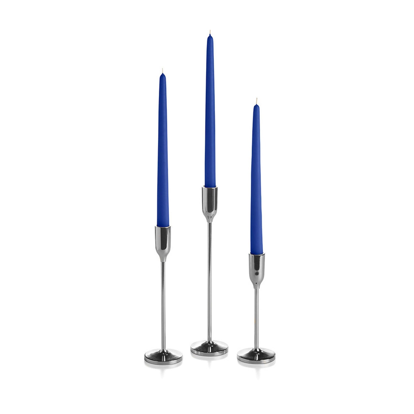 36 Taper Candles and 36 Silver Virtu Candlesticks