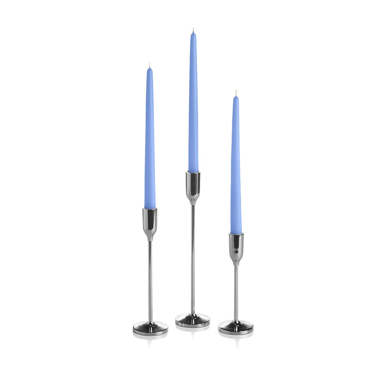 36 Taper Candles and 36 Silver Virtu Candlesticks