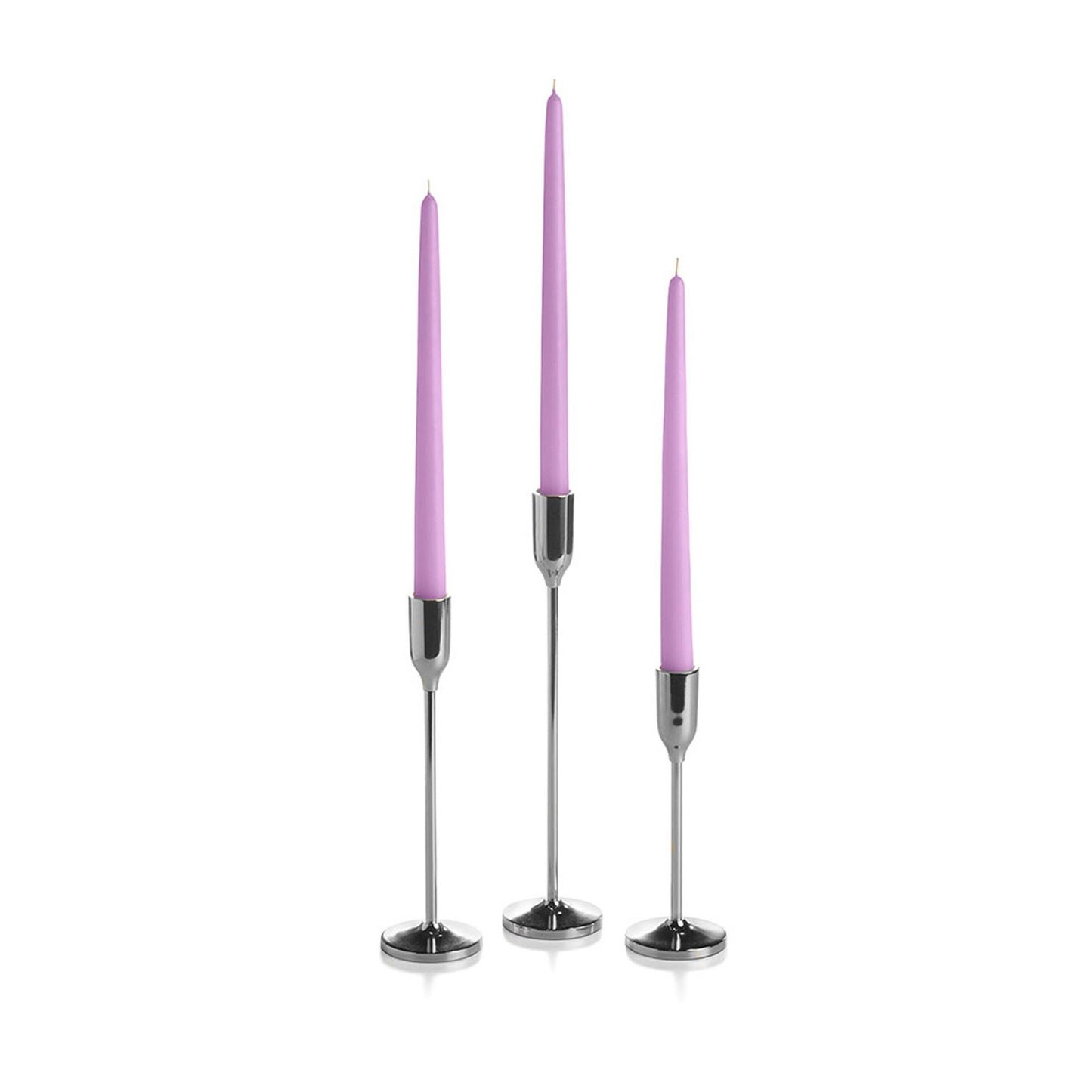 36 Taper Candles and 36 Silver Virtu Candlesticks