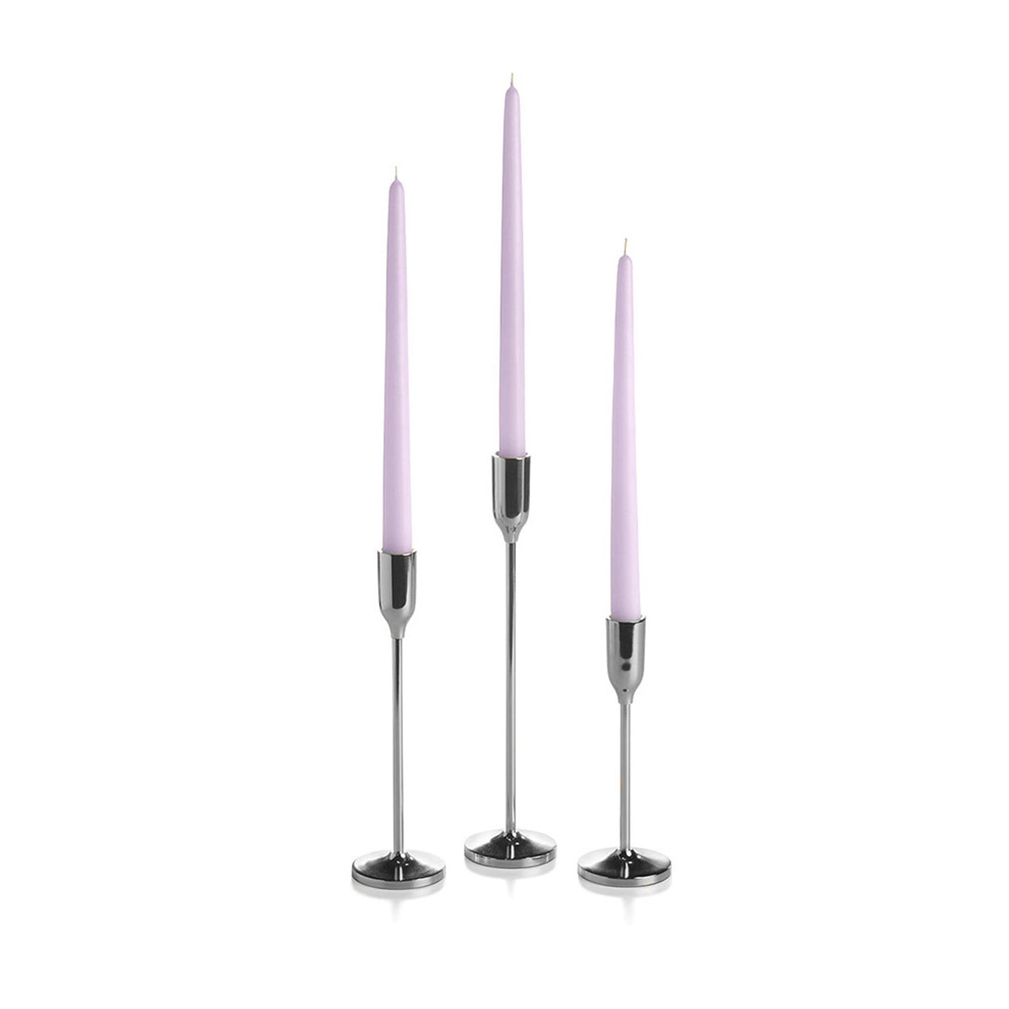 36 Taper Candles and 36 Silver Virtu Candlesticks