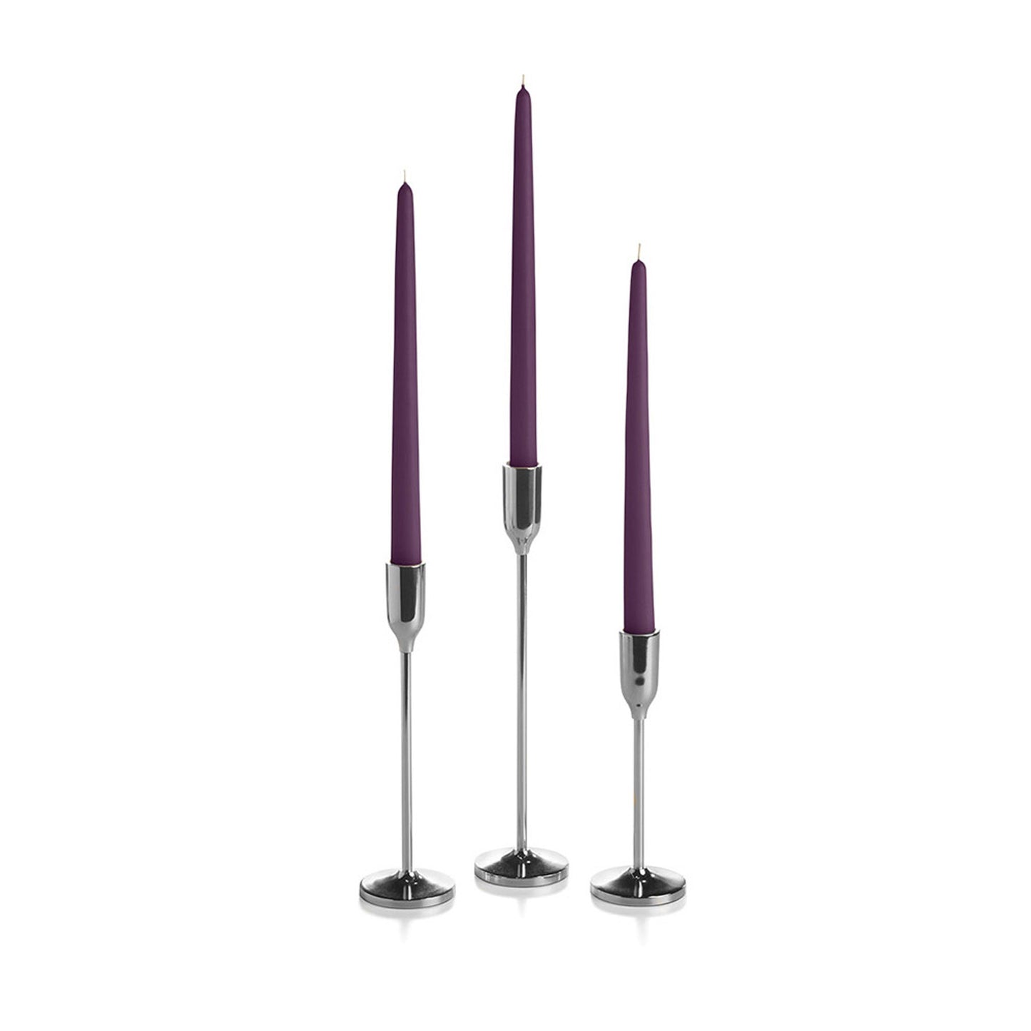 36 Taper Candles and 36 Silver Virtu Candlesticks