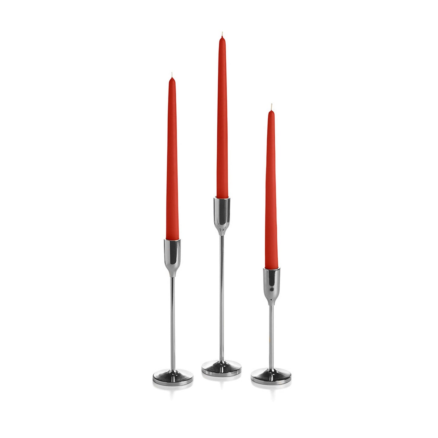 36 Taper Candles and 36 Silver Virtu Candlesticks