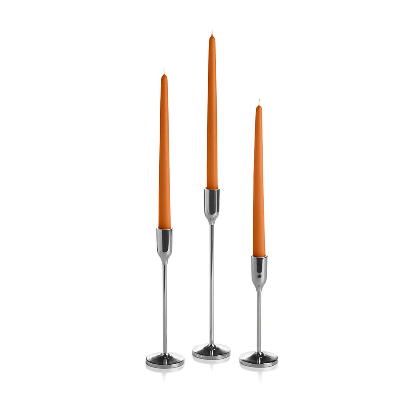 36 Taper Candles and 36 Silver Virtu Candlesticks