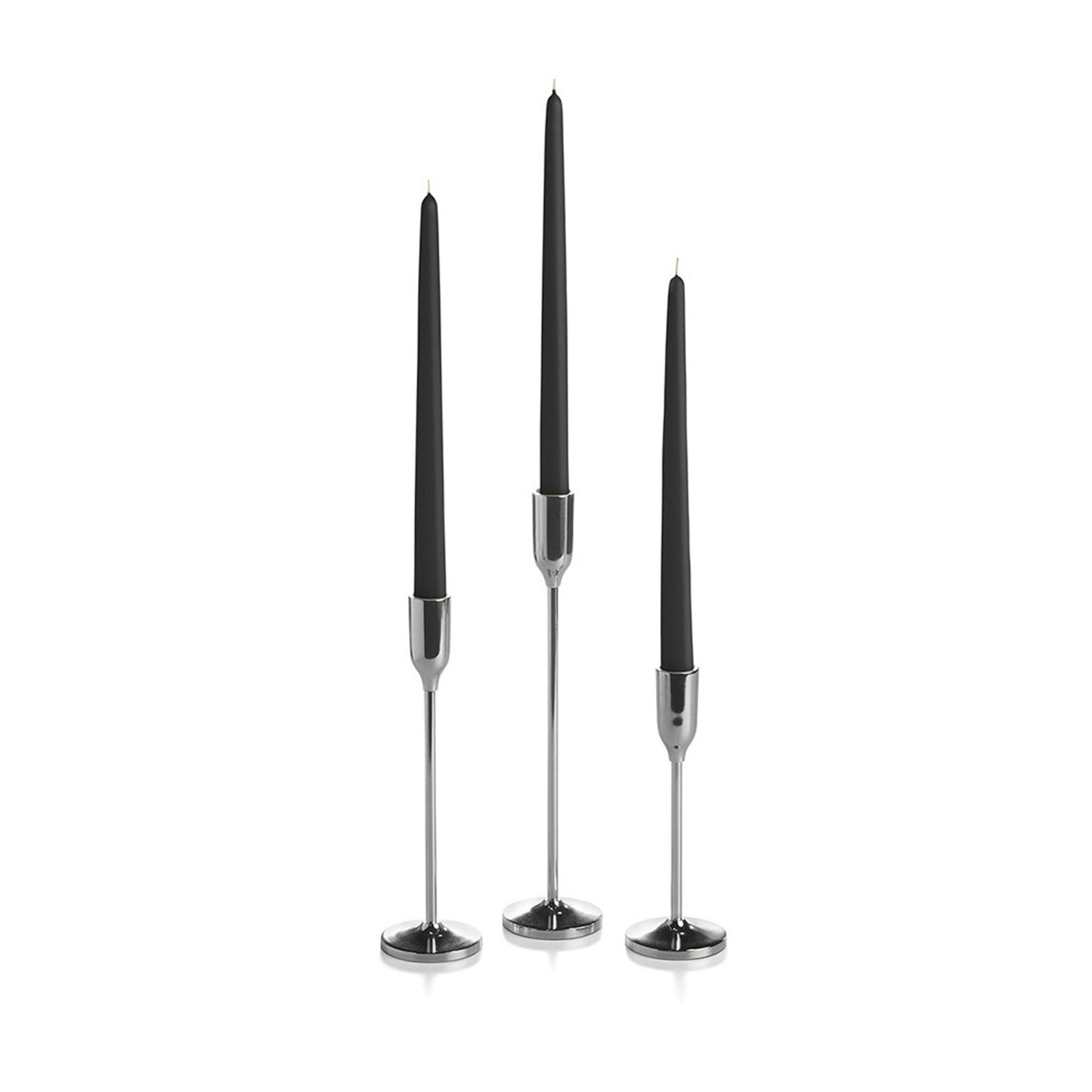 36 Taper Candles and 36 Silver Virtu Candlesticks