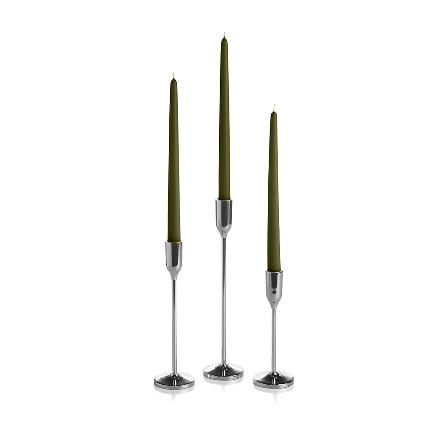 36 Taper Candles and 36 Silver Virtu Candlesticks