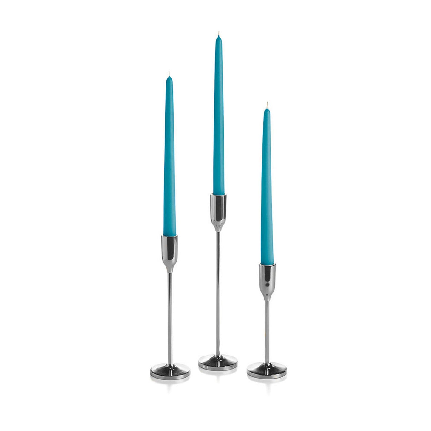 36 Taper Candles and 36 Silver Virtu Candlesticks