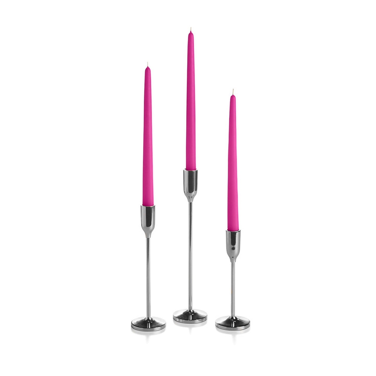 36 Taper Candles and 36 Silver Virtu Candlesticks