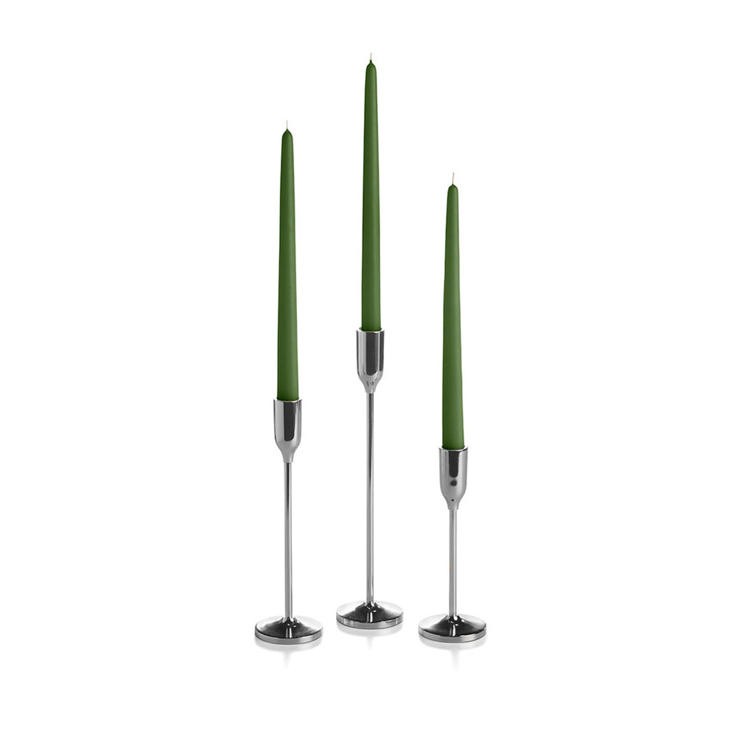 36 Taper Candles and 36 Silver Virtu Candlesticks
