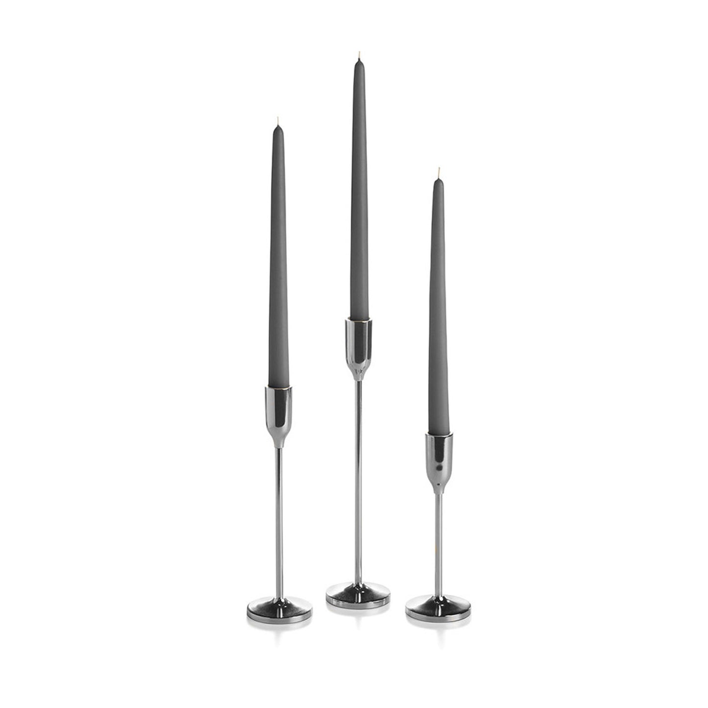36 Taper Candles and 36 Silver Virtu Candlesticks