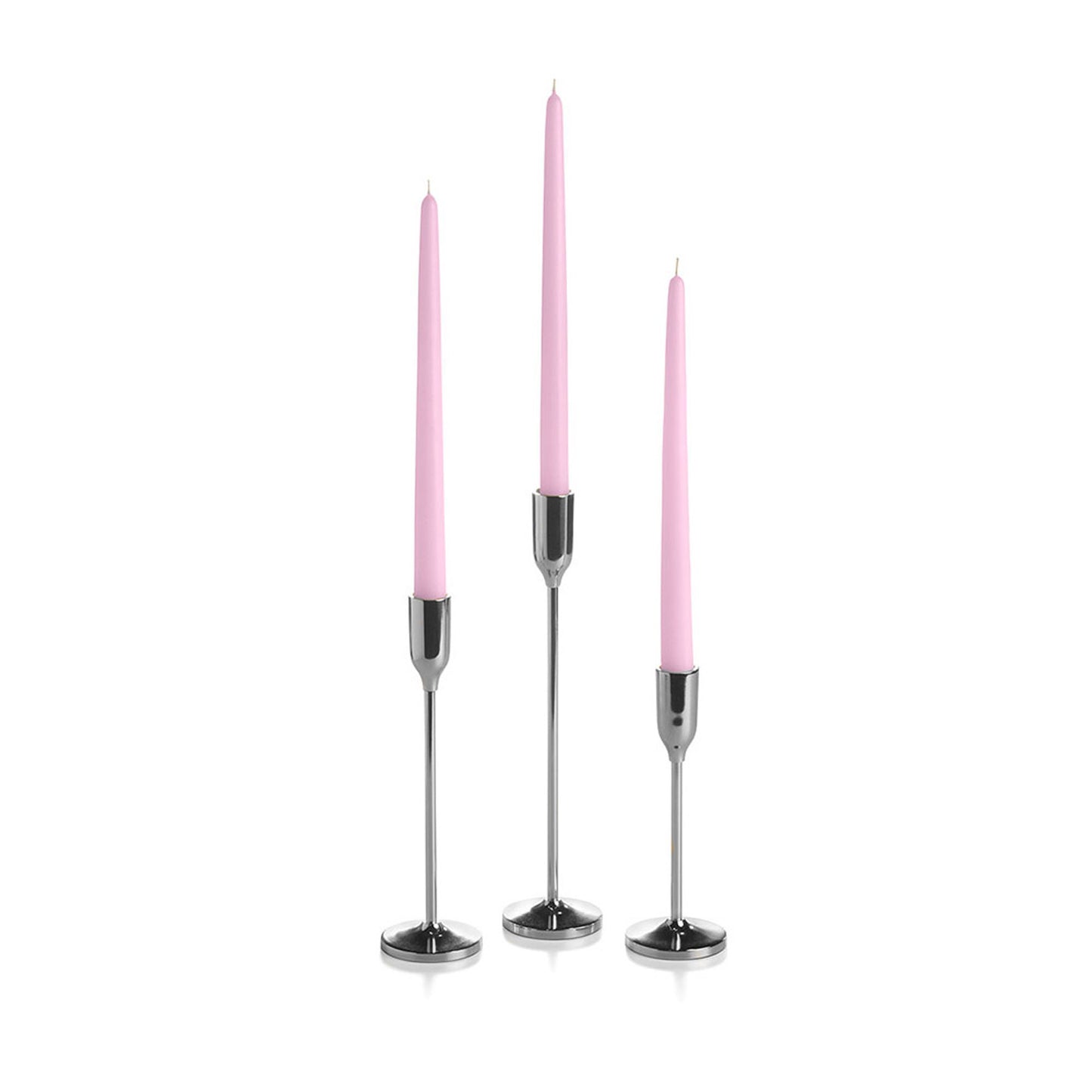 36 Taper Candles and 36 Silver Virtu Candlesticks