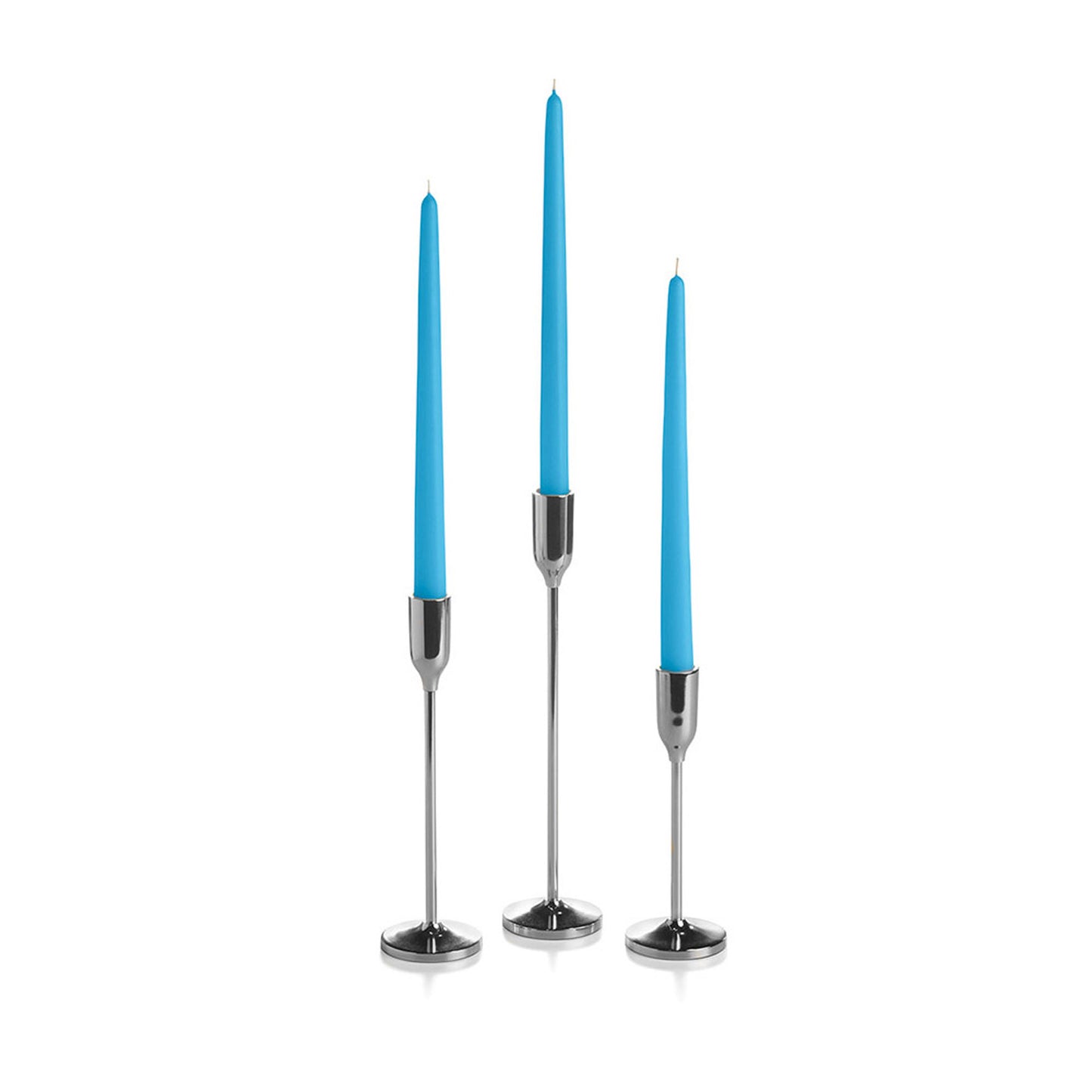 36 Taper Candles and 36 Silver Virtu Candlesticks