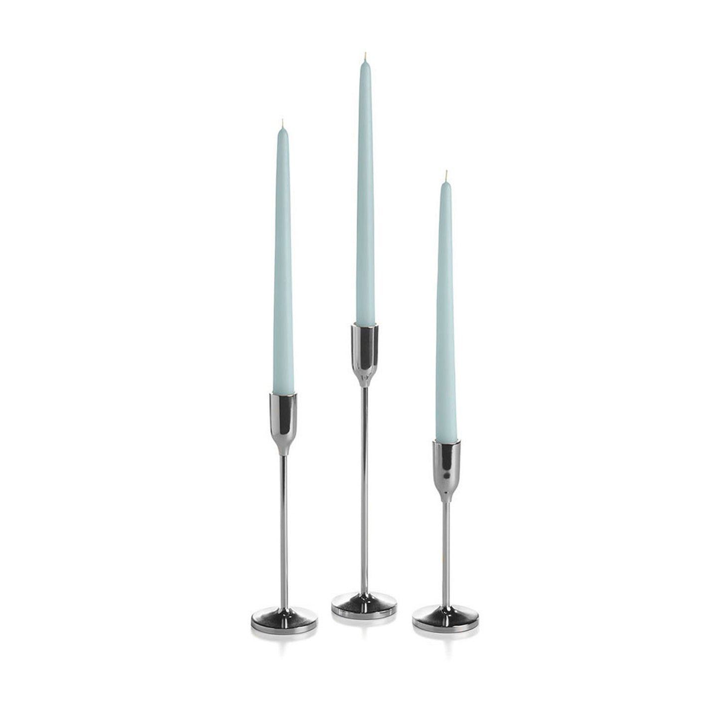 36 Taper Candles and 36 Silver Virtu Candlesticks