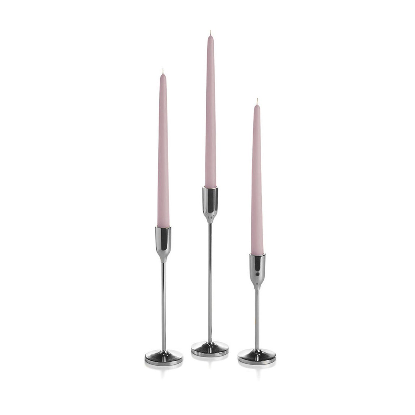 36 Taper Candles and 36 Silver Virtu Candlesticks