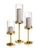 Yummi Candles - 36 Slim Pillar Candles, 36 Cylinder Vases and 36 Gold Vevo Pedestals