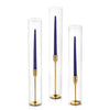 Yummi Candles - 12 Taper Candles, 12 Tall Chimneys and 12 Gold Virtu Candlesticks