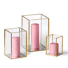 Yummi Candles - 36 Slim Pillar Candles and Gold Luxus Lanterns