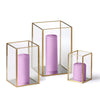 Yummi Candles - 36 Slim Pillar Candles and Gold Luxus Lanterns
