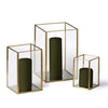 Yummi Candles - 36 Slim Pillar Candles and Gold Luxus Lanterns
