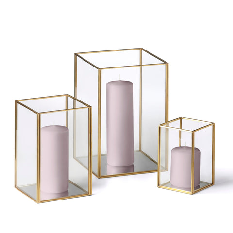 Yummi Candles - 36 Slim Pillar Candles and Gold Luxus Lanterns