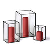 Yummi Candles - 12 Slim Pillar Candles and Black Luxus Lanterns