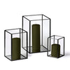 Yummi Candles - 12 Slim Pillar Candles and Black Luxus Lanterns