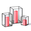 Yummi Candles - 12 Slim Pillar Candles and Black Luxus Lanterns