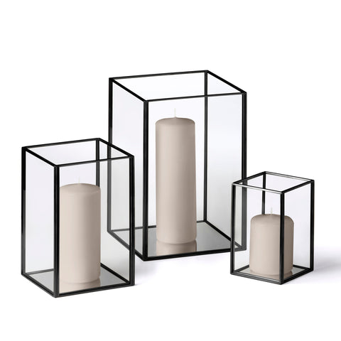 Yummi Candles - 36 Slim Pillar Candles and Black Luxus Lantern