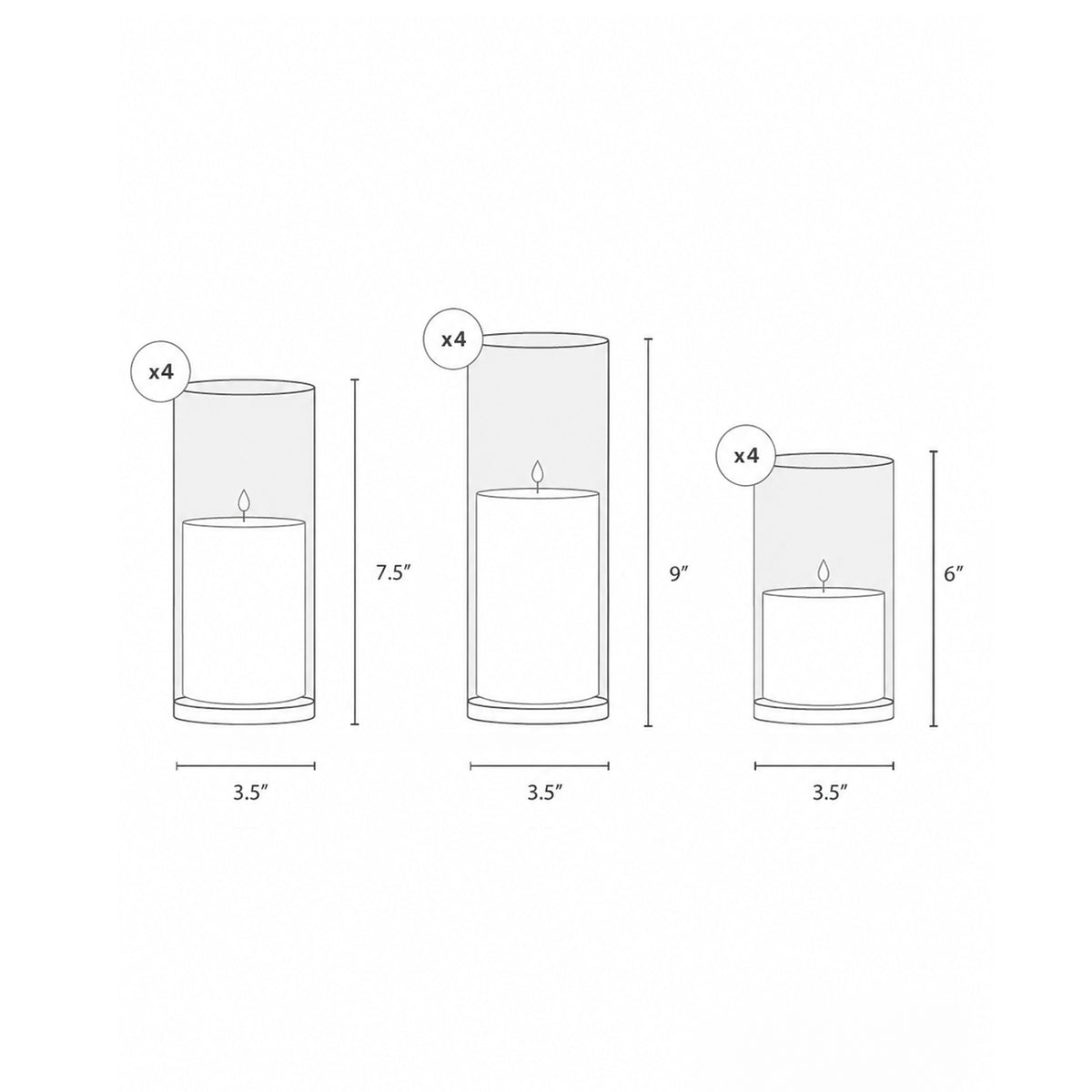 Amos Candle Sand & Glass Cylinder Vase Set of 12