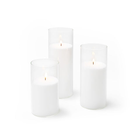 Yummi Candles - Amos Candle Sand & Glass Cylinder Vase Set of 12