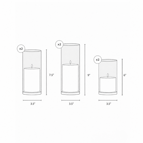 Yummi Candles - Amos Candle Sand & Glass Cylinder Vase Set of 6 - Info