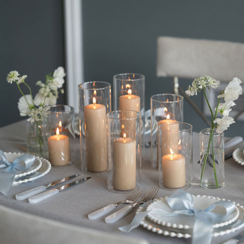 Slim Pillar Candles and Cylinder Vases