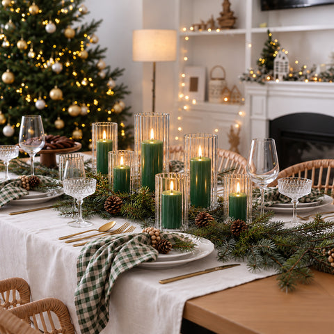 Yummi Candles - 36 Slim Pillar Candles and Ribbed Cylinder Vases - Lifestyle - 5