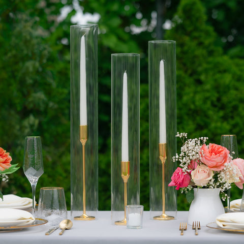 Yummi Candles - 12 Taper Candles, 12 Tall Chimneys and 12 Gold Virtu Candlesticks - Lifestyle - 1