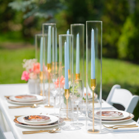 Yummi Candles - 12 Taper Candles, 12 Tall Chimneys and 12 Gold Virtu Candlesticks - Lifestyle - 2