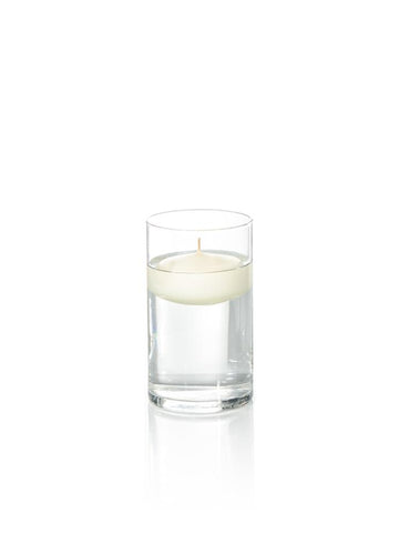 Yummi Candles - 3" Floating Candles and 6" Cylinder Vases Ivory