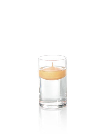 Yummi Candles - 3" Floating Candles and 6" Cylinder Vases Caramel