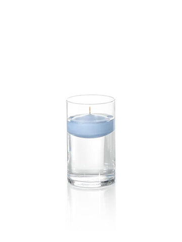 Yummi Candles - 3" Floating Candles and 6" Cylinder Vases Periwinkle Blue