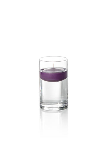 Yummi Candles - 3" Floating Candles and 6" Cylinder Vases Dark Purple